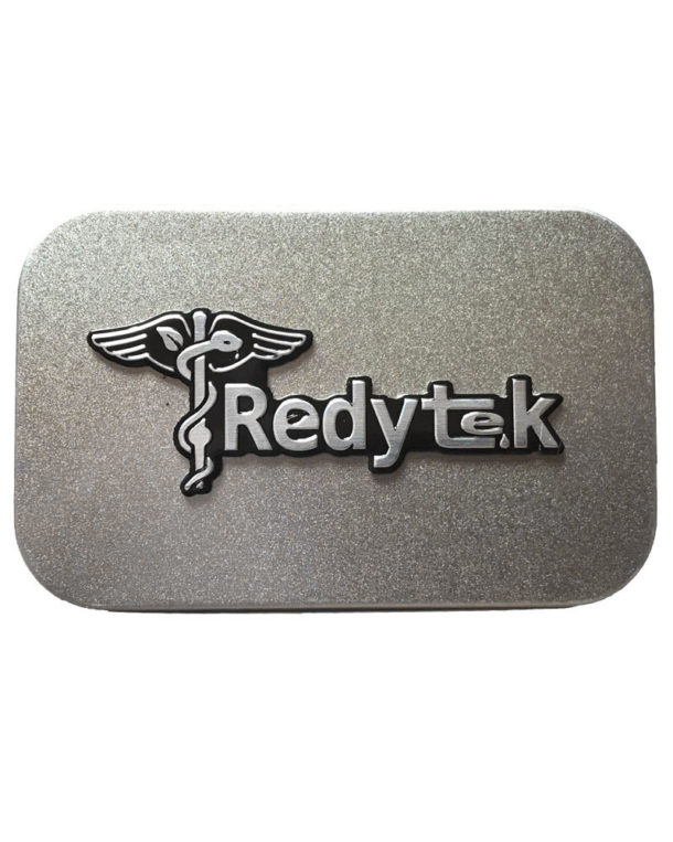 Brushed metal case with brushed metal Redytek logo