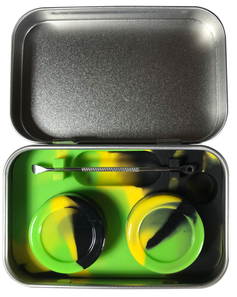 Stainless Steel Tin Box Wax Carrying Case Silicone DAB Container