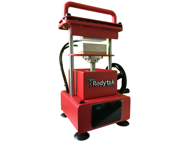 Redytek R2P-M manual Crank rosin heat press for solvent-less concentrate oil. Press rosin at home with 3 tons of pressure.